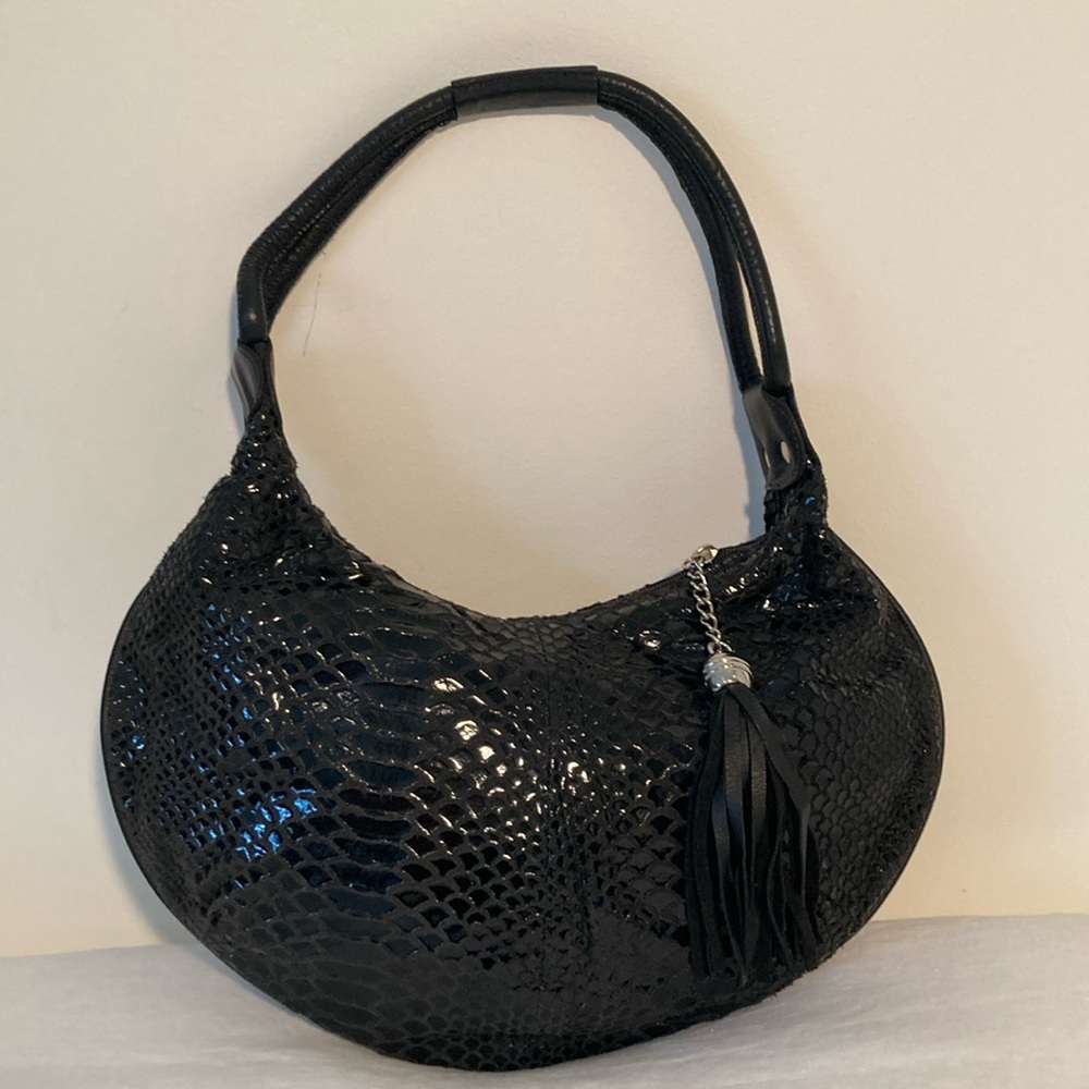 Miss Mak Couture designs hobo snakeskin tassel bag